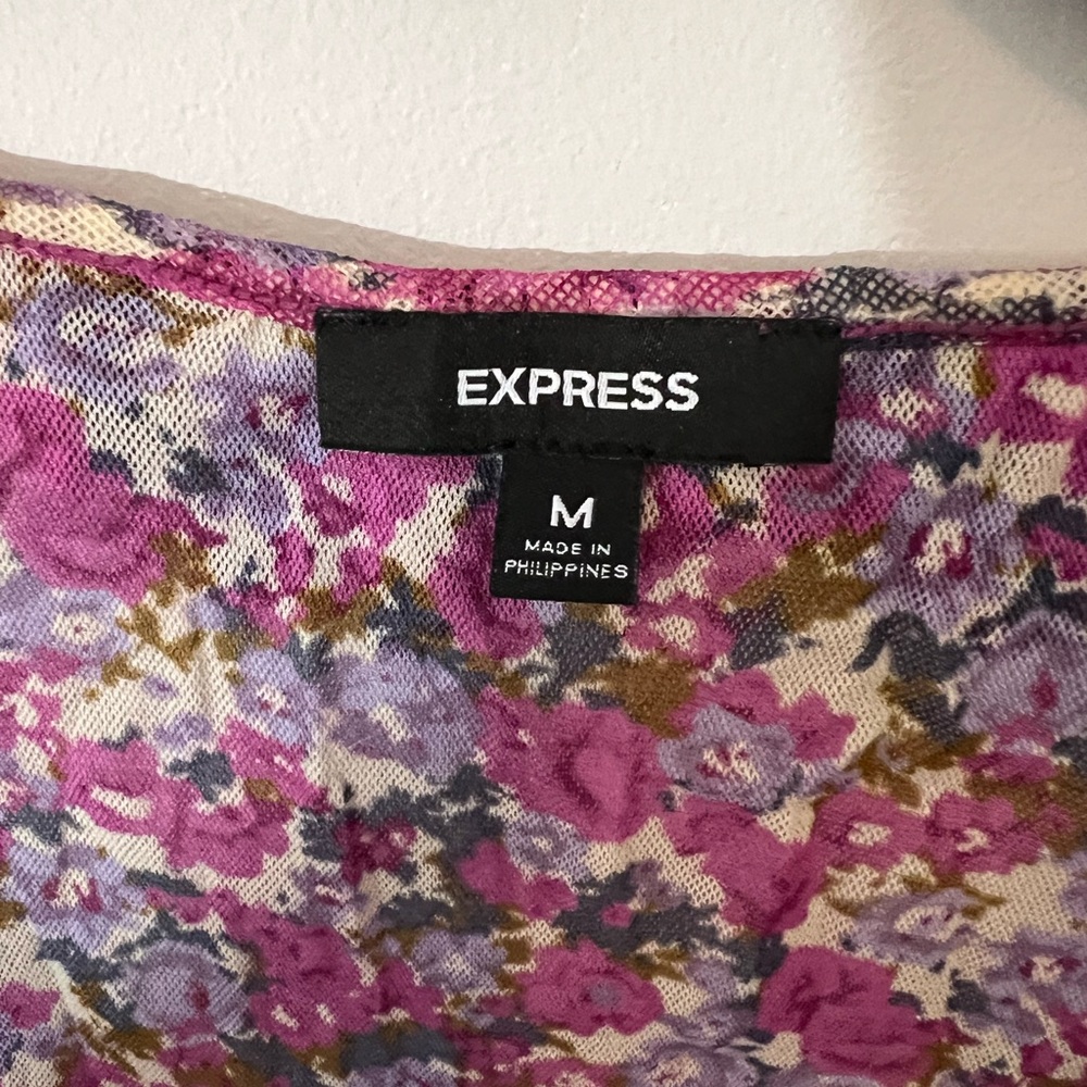 Express Floral Ruffle Tank Top - Pink - Picture 3 of 5